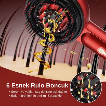 Profesyonel LED Kırmızı Işıklı Saç Derisi Masaj Aleti – Yağ Hazneli & 3 Kademeli